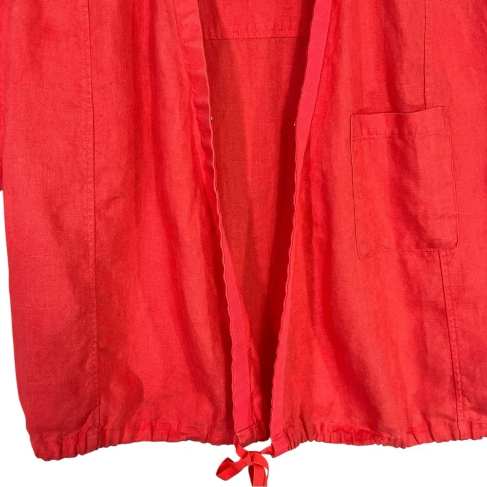 Athleta Playa LINEN Short Sleeve Wrap Tie Top in Coral Size Medium - Picture 4 of 7